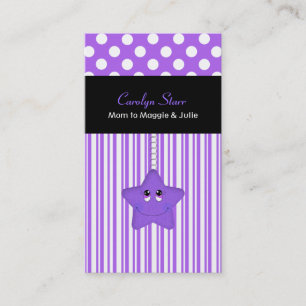Stylish Purple and White Star Mommy Card