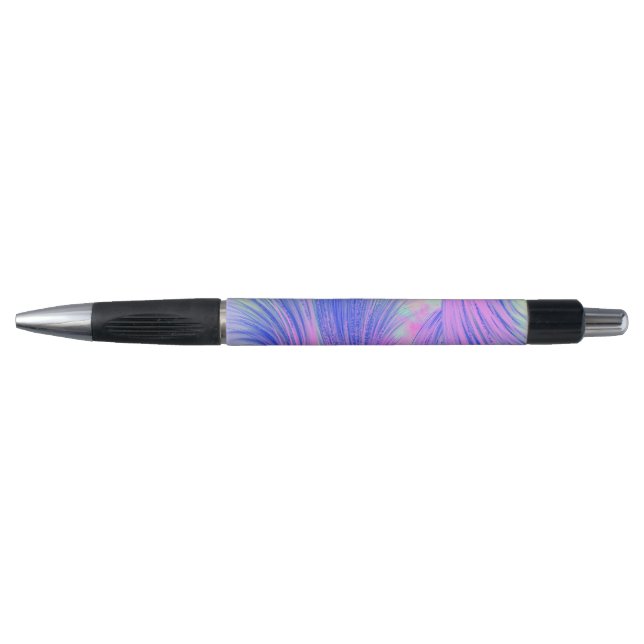 Stylish purple Blue Abstract Feathers Pen (Front)
