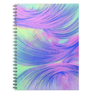 Stylish Purple Blue Green Abstract Feathers Notebook