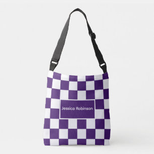 Stylish Purple Chequered Personalized Crossbody Bag