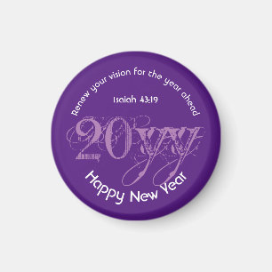 Stylish Purple Custom Any Year HAPPY NEW YEAR Magnet