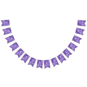 Stylish Purple Floral Bunting Flag