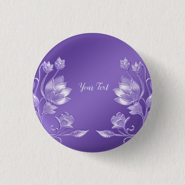 Stylish Purple Floral Button (Front)