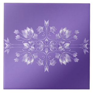 Stylish Purple Floral Ceramic Tile