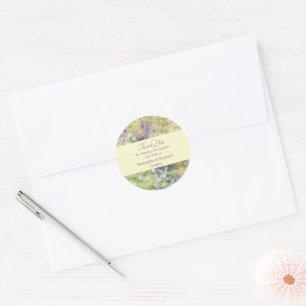 Stylish Purple Floral Garden Classic Round Sticker