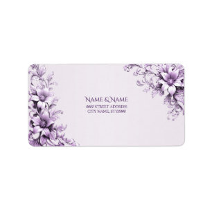Stylish Purple Flowers Address Label