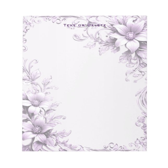 Stylish Purple Flowers Notepad (Front)