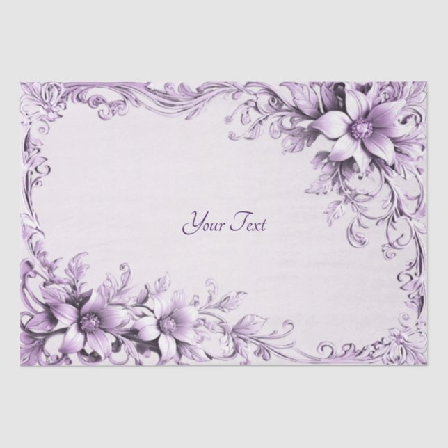 Stylish Purple Flowers Tissue Paper (Front)