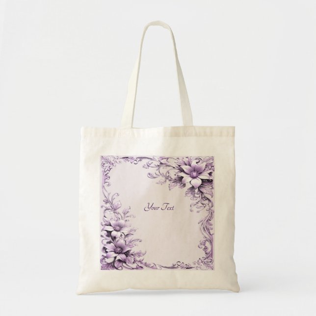 Stylish Purple Flowers Tote Bag (Front)