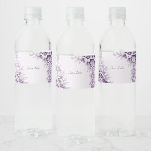 Stylish Purple Flowers Water Bottle Label
