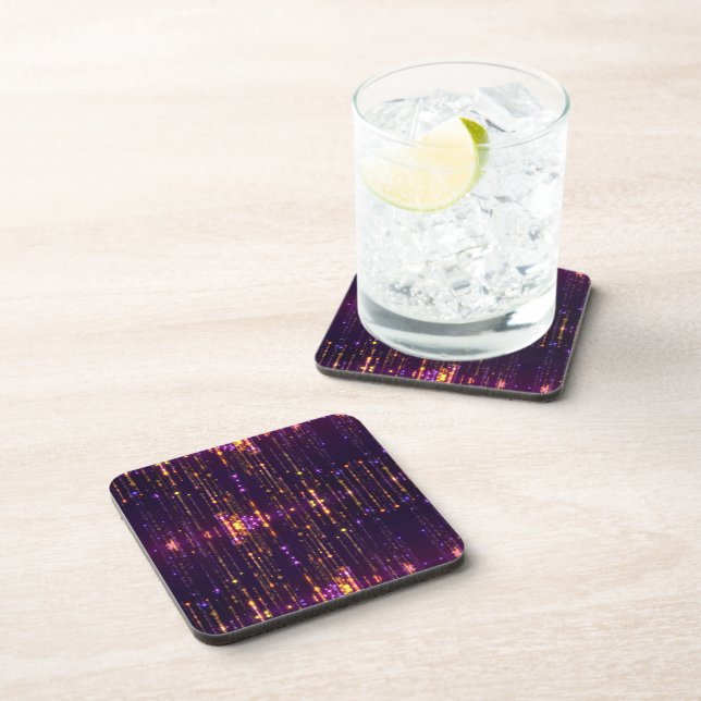 Stylish Purple Glitter Gold Mogern Sparkl Coaster (Right Side)