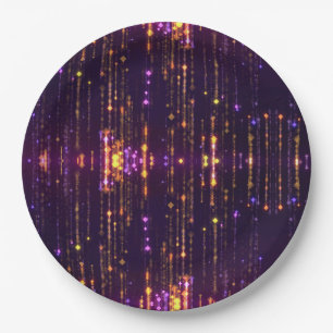 Stylish Purple Glitter Gold Mogern Sparkl Paper Plate