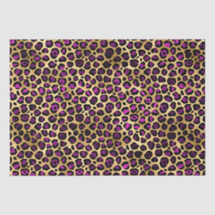 Stylish Purple & Gold Foil Leopard Spots Safari Tissue Paper