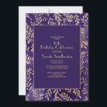 Stylish Purple Gold Leaves 16th Birthday Invitation<br><div class="desc">Elegant and stylish deep purple with gold leaves Sweet 16 birthday party invitation for girls.  Contact us for help with customization or to request matching products.</div>