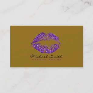Stylish Purple Lips Makeup Artist #5 Business Card
