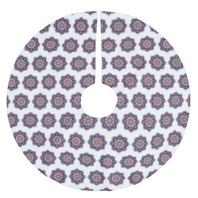 Stylish Purple Mandala Brushed Polyester Tree Skirt (Front)