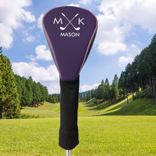Stylish Purple Modern Golf Logo Personalized Head Cover