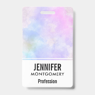 Stylish Purple Pink Blue Abstract Watercolor Badge
