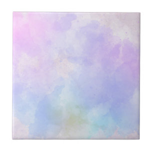 Stylish Purple Pink Blue Abstract Watercolor Tile