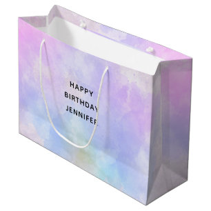 Stylish Purple Pink Blue Watercolor Birthday Large Gift Bag