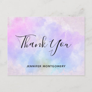 Stylish Purple Pink Blue Watercolor Thank You Postcard