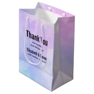 Stylish Purple Pink Blue Watercolor Wedding Medium Gift Bag