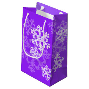 Stylish Purple Snowflakes Modern Christmas pattern Small Gift Bag