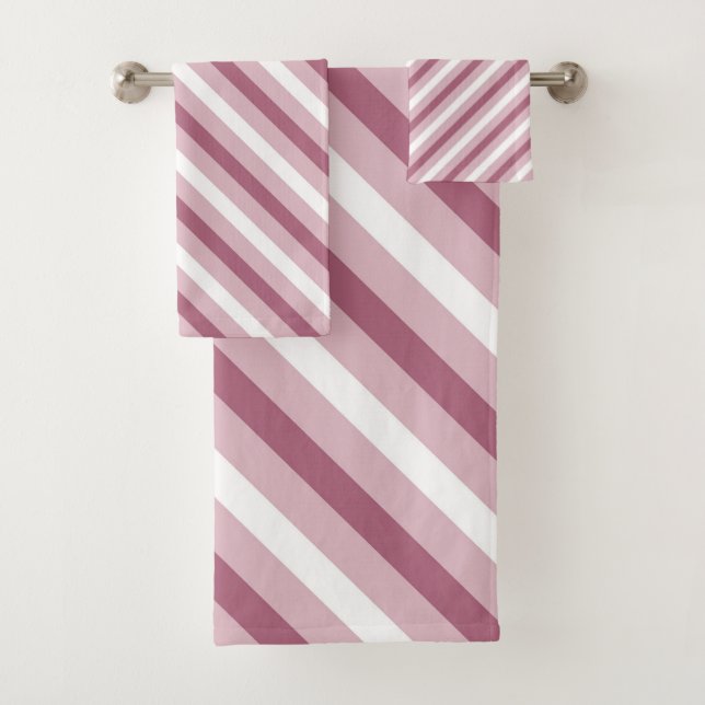 Stylish Purple Stripe Pattern Chic Bath Towel Set (Insitu)