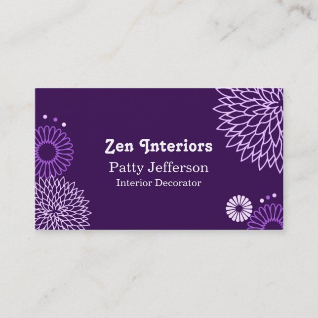 Stylish Purple Tones Floral Business Card (Front)