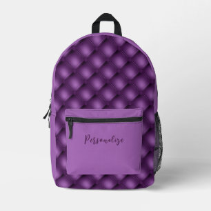 Stylish Purple Tuft Pattern with Custom Name Printed Backpack