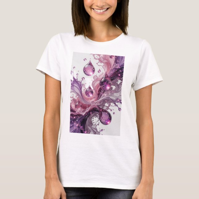 Stylish Purple WATER DROP Slogan Tee (Front)