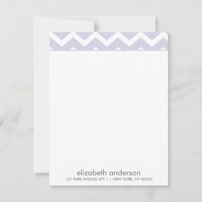 Stylish Purple Zig Zag Chevron Pattern Note Cards (Front)