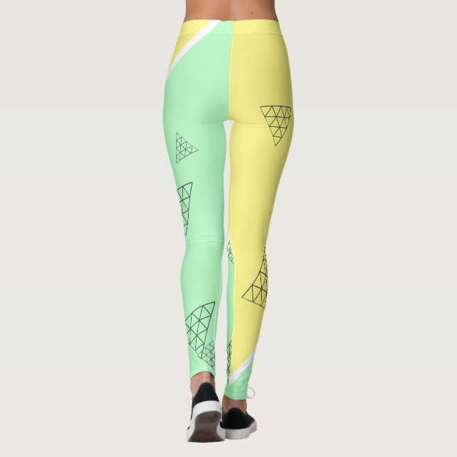 Stylish Pyramid Triangle Geometry Pastel Leggings (Back)