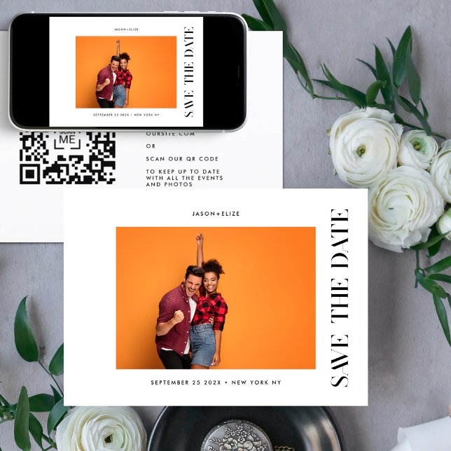 STYLISH | QR Code Modern Simple Photo Border Save The Date (Creator Uploaded)