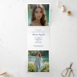 Stylish Quinceañera Tiara Pastel Tones & Glitter Tri-Fold Announcement