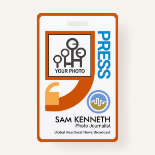 Stylish Quotation Marks Motif Press Reporter Badge