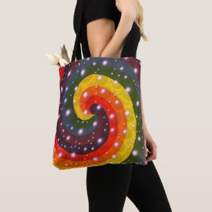 Stylish Rainbow Swirl Bubbles and Pearls Tote Bags
