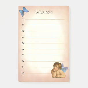 Stylish Raphael Cherub & Blue Butterfly Post-it Notes