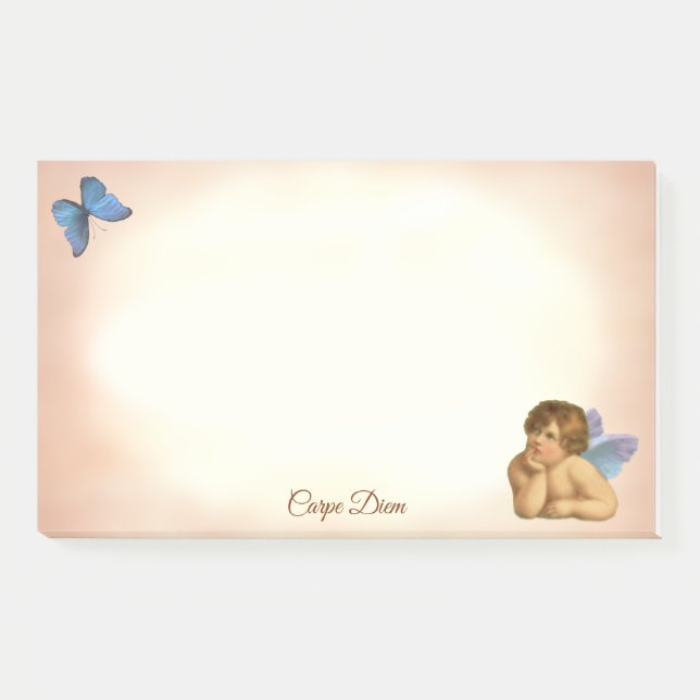Stylish Raphael Cherub & Blue Butterfly Post-it Notes (Front)