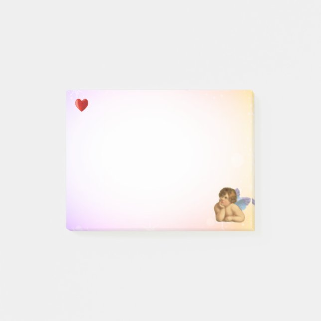 Stylish Raphael Cherub & Heart on Pastel Colours Post-it Notes (Front)