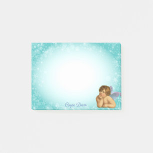 Stylish Raphael Cherub on Light Blue Gradient Post-it Notes