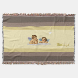 Stylish Raphael cherubs on ivory and brown shades Throw Blanket