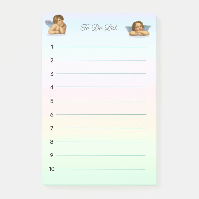 Stylish Raphael Cherubs on Pastel Shades Post-it Notes (Front)