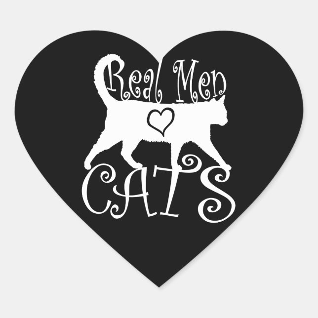 Stylish Real Men Love Cats Heart Sticker (Front)