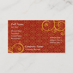 Stylish Red And Gold Swirl Business Card Template
