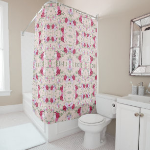 Stylish red and purple floral print on blush pink