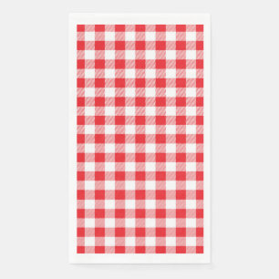 Stylish Red and White Checkered Guest Paper Napkin