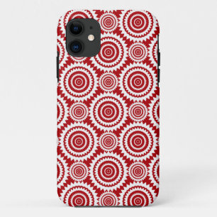 Stylish Red and White Geometric Pattern iPhone 11 Case