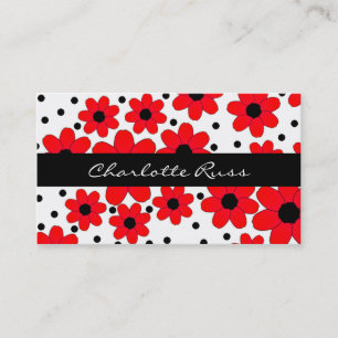 Stylish Red & Black Flowers Custom Mommy Card