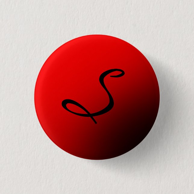 Stylish Red Black Monogram Initial Professional 1 Inch Round Button (Front)